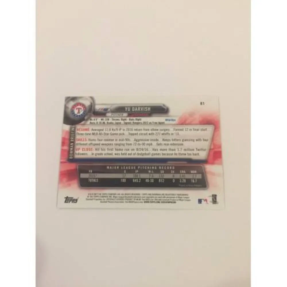 2017 Bowman Yu Darvish Texas Rangers #81 (MISC1)